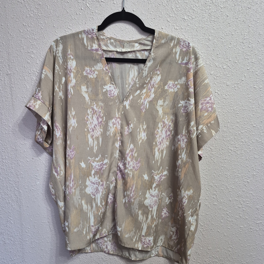 JODIFL Beige and Pink Abstract Blouse